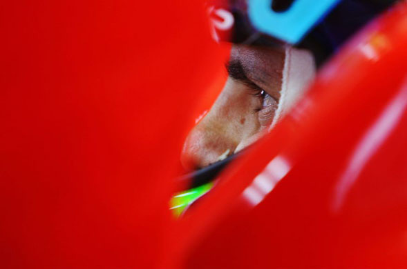 September 5 2008: Felipe Massa of Brazil and Ferrari is seen in his garage during practice for the Belgian Grand Prix at the Circuit of Spa Francorchamps