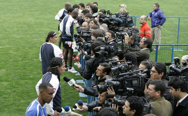 Colombia's players and the press