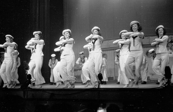1945: Sailors of the Royal Canadian Navy in their show Meet The Navy, which includes a Russian dance scene<br />
Haywood Magee/Getty Images