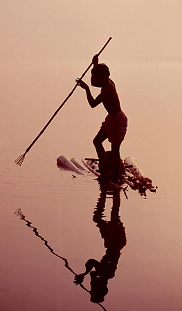 A spear fisherman in the Ganges