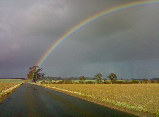 There's gold at the end of the rainbow; Thales End near Harpenden, Hertfordshire, England