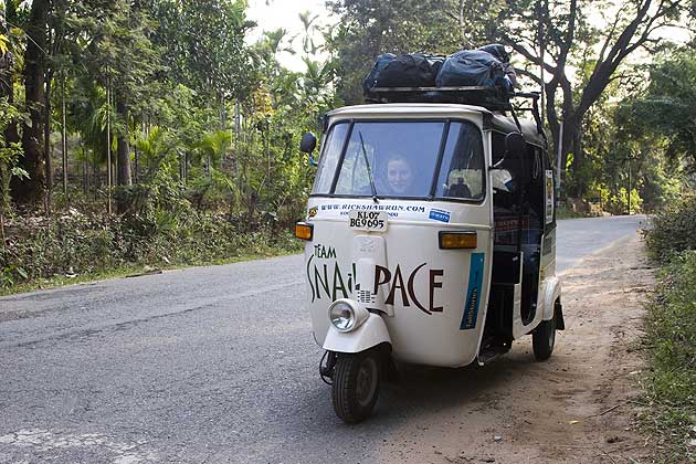 Driving along the side of the road