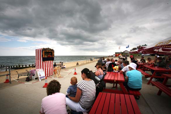 People watching Punch and Judy 