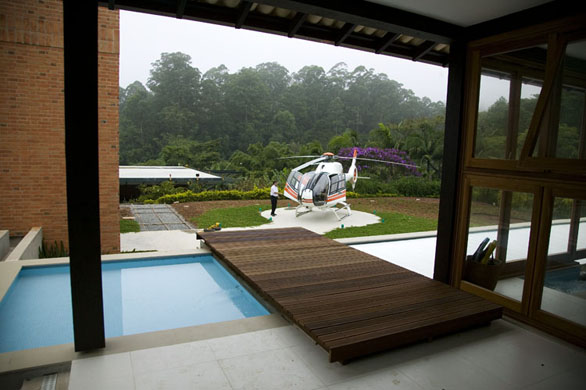 Private helicopter and helipad in the outskirts of Sao Paulo
