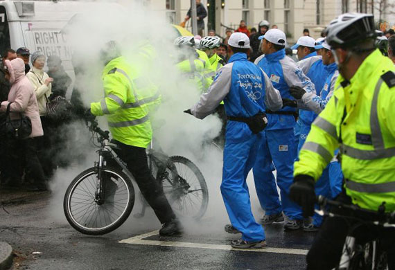 Olympic torch protests in London