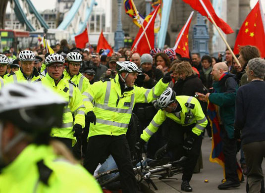 Olympic torch protests in London