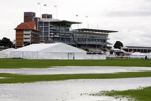 The flooding at York Racecourse which led to the abandonment of the first days racing
