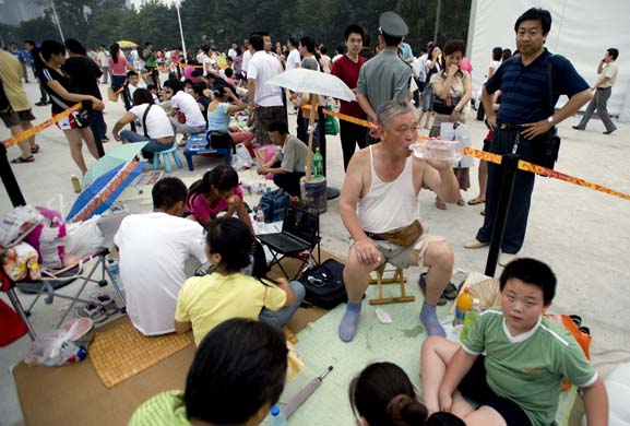 People have come prepared with food and drink