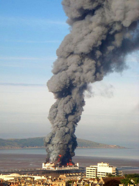 fire destroys grand pier at weston-super-mare uk 