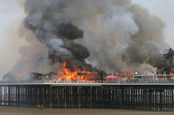 fire destroys grand pier at weston-super-mare uk 