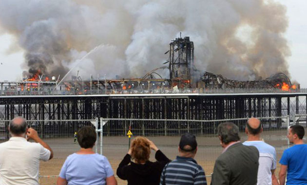 fire destroys grand pier at weston-super-mare uk 