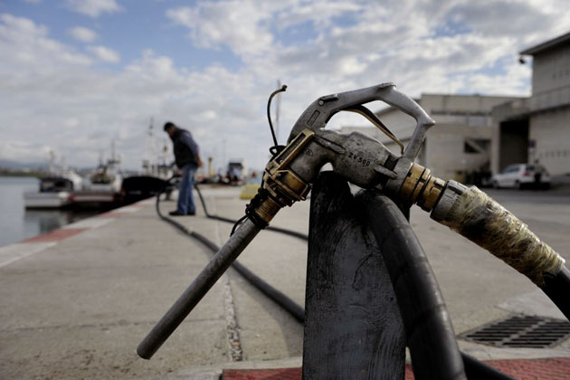 Fishing trawlers sit in port in Algeciras after fishermen went on strike to protest against rising fuel costs
