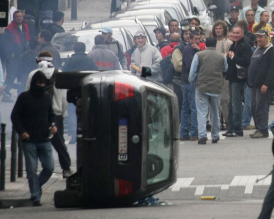European fishermen protest against high fuel prices near the EU headquarters in Brussels