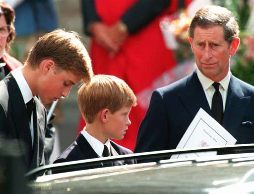 Prince Charles at Princess Diana's funeral
