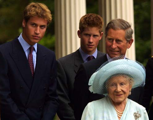 Princes with the Queen Mother