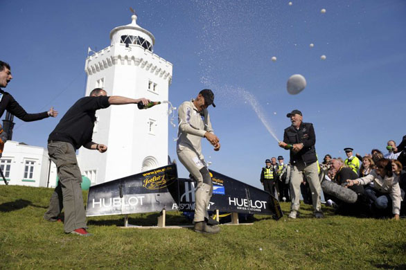 Fusionman flies over the Channel