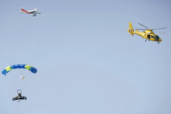 Fusionman flies over the Channel