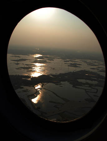 The flood plains of the delta at dusk