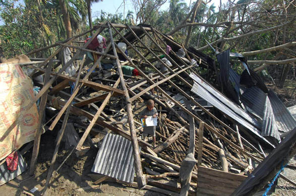A devastated home in one of the worst affected areas