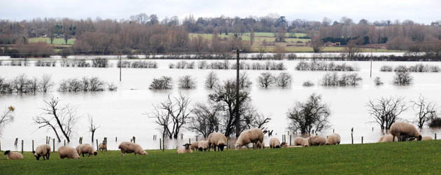 Flooded fields Tewksbury