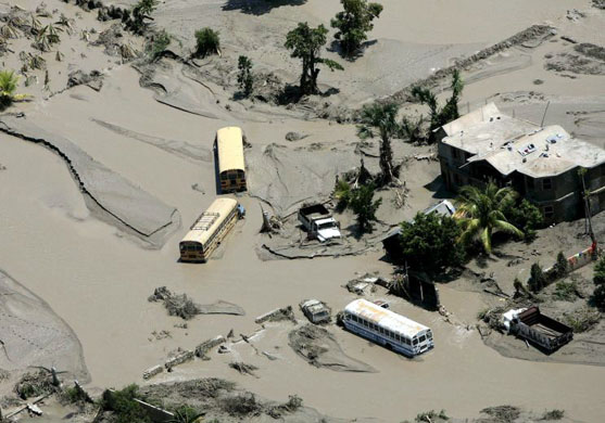 Gonaives, Haiti: An aerial view of the flooded city