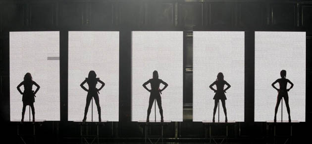 The Spice Girls perform at the Madrid Arena during their world tour