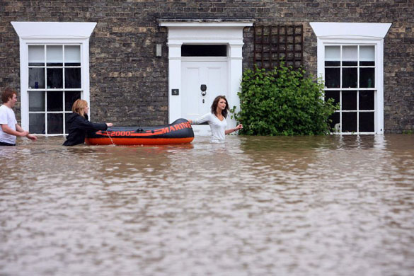 Residents wade through water in Beverley, North East Yorkshire