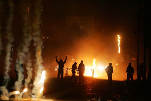 Police with tear gas