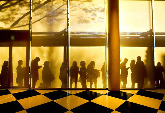 Tokyo, Japan: Fans line up outside a movie theatre prior to the premiere of the Cloverfield