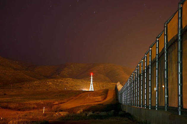 Chula Vista: One of the multiple fences that form a 'no-man's land' on the border of Tijuana, Mexico and the US