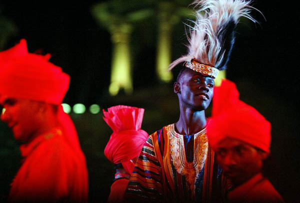 New Delhi, India: Artists perform during a cultural programme by African and Indian dancers and musicians