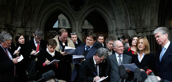 London, UK: Katharine Witty makes a statement on behalf of Mohamed Al Fayed after leaving the High Court