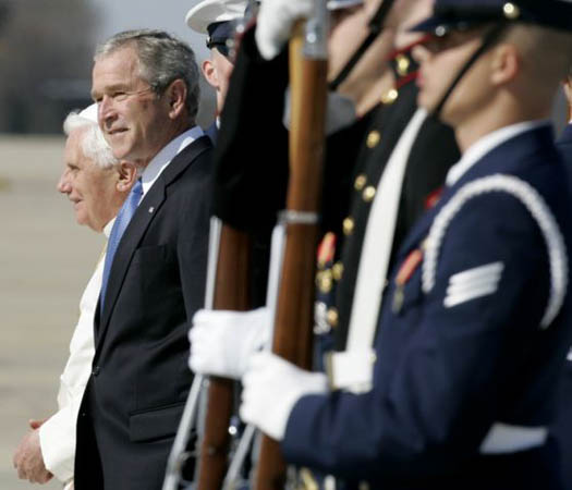 Pope Benedict XVI arrives in the US