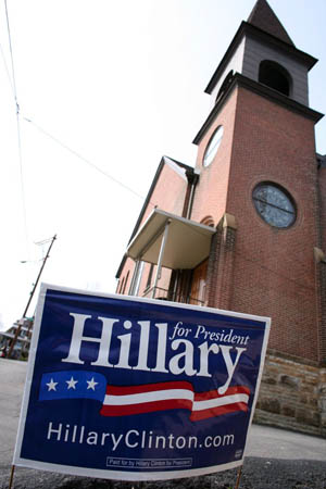 Hilary Clinton campaign poster in Scranton Pennsylvania