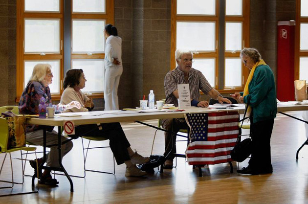 A voter in the Conshohocken polling station