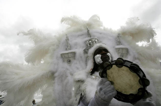 A member of the Cherokee Hunters and Ninth Ward Navajo Mardi Gras Indians