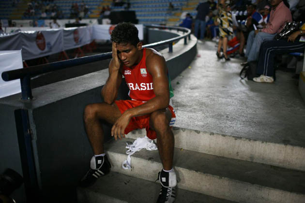 Brazil's Florentino Yamaguchi reacts after being defeated by U.S. Shawn Estrada 