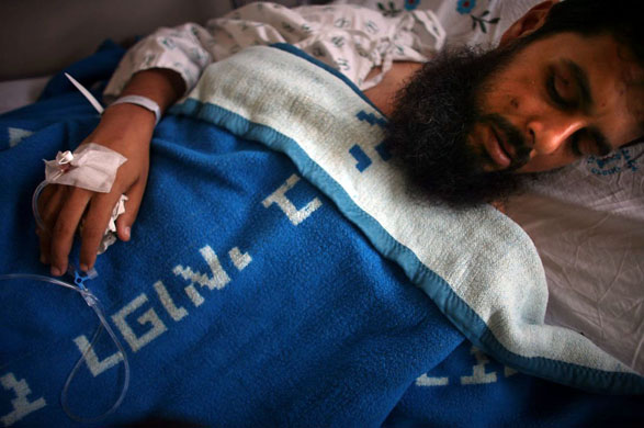 Ashkelon, Israel: A Fatah fighter who was wounded in fighting with Hamas gunmen in the Gaza Strip is treated in Barzilai hospital