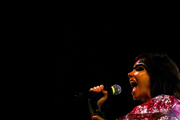 Istanbul, Turkey: Bjork during her concert at the Kurucesme arena