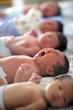 Hefei, China: New-born babies at a hospital