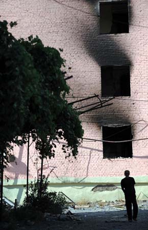 Damaged buildings in Gori