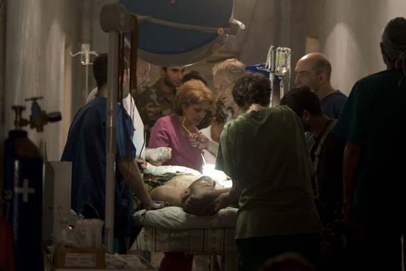 An Ossetian soldier undergoes surgery