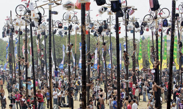 greased pole climbing competition Jakarta