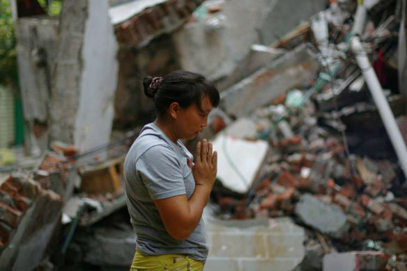 earthquake survivor in Beichuan , china 