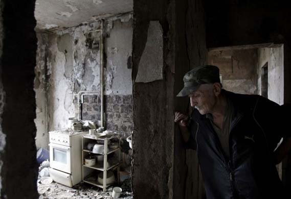 Damaged building in South Ossetia