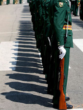 Harare, Zimbabwe: A guard of honour waits for the arrival of Robert Mugabe at the opening of Parliament