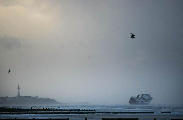 Waves hit the stricken ferry Riverdance