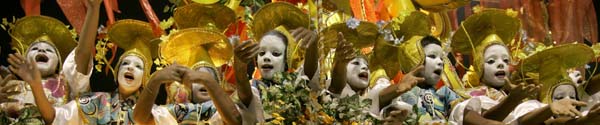 Revellers of the Unidos da Vila Maria samba school in Sao Paulo, Brazil