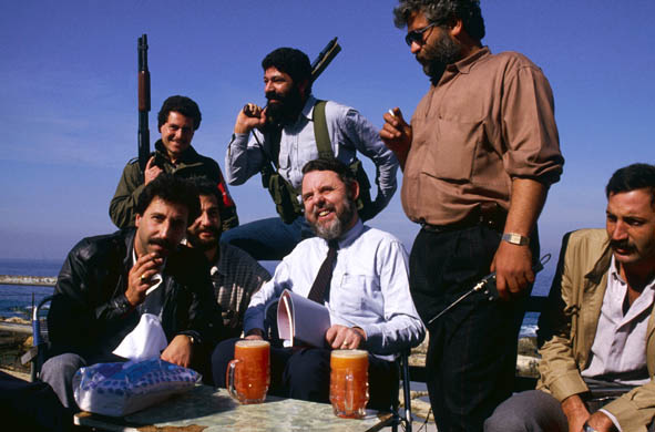 Terry Waite with bodyguards in Lebanon