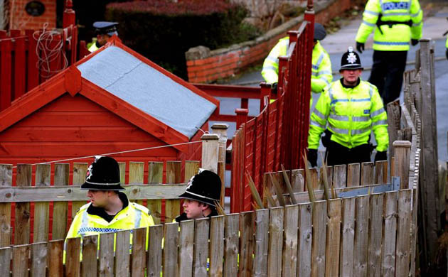 Police search teams near the home of nine year old Shannon Matthews who went missing